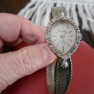 exquisite dressy silver embellished bracelet watch